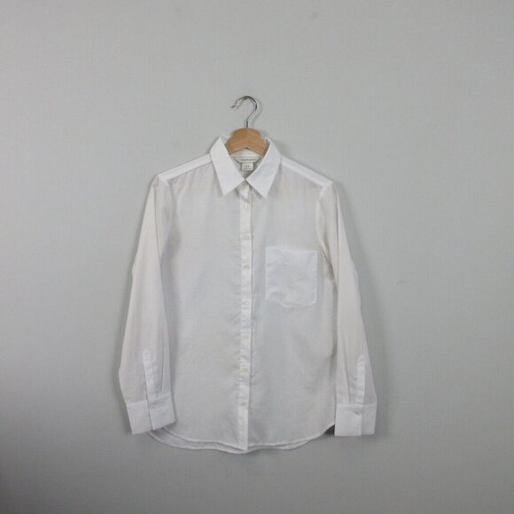 Club Monaco Button Front Blouse Womens M White Long Sleeve Pockets Casual 92 - Picture 1 of 9
